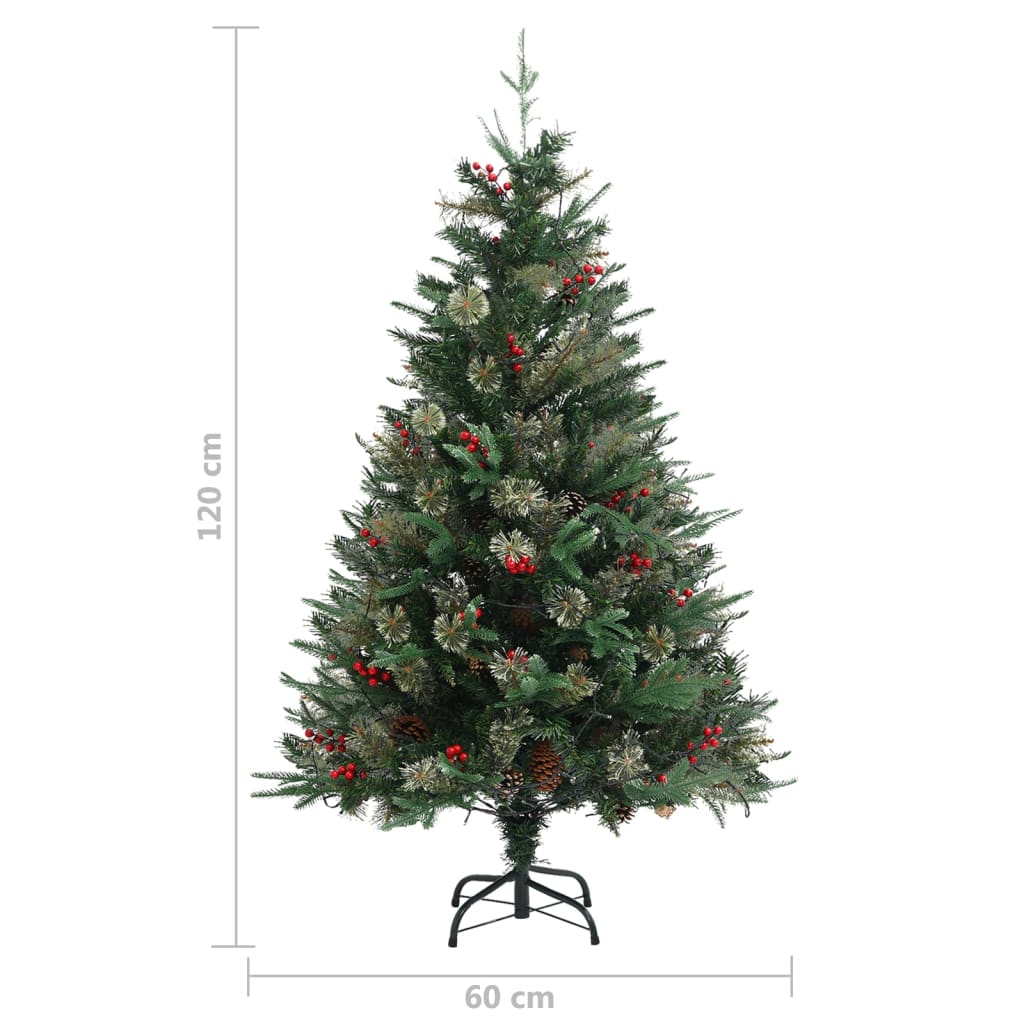 Kerstboom Met Led's En Dennenappels 120 Cm Pvc En Pe Groen