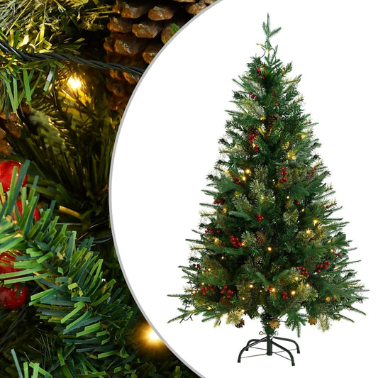 Kerstboom Met Led's En Dennenappels 150 Cm Pvc En Pe Groen