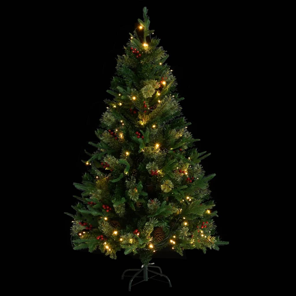 Kerstboom Met Led's En Dennenappels 150 Cm Pvc En Pe Groen