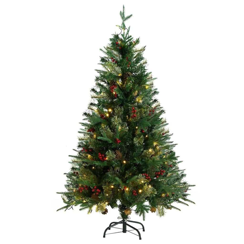 Kerstboom Met Led's En Dennenappels 150 Cm Pvc En Pe Groen