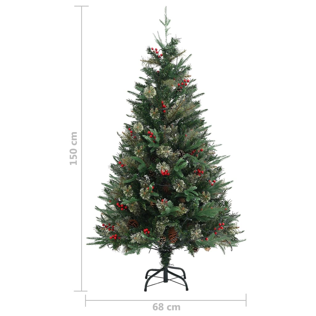 Kerstboom Met Led's En Dennenappels 150 Cm Pvc En Pe Groen