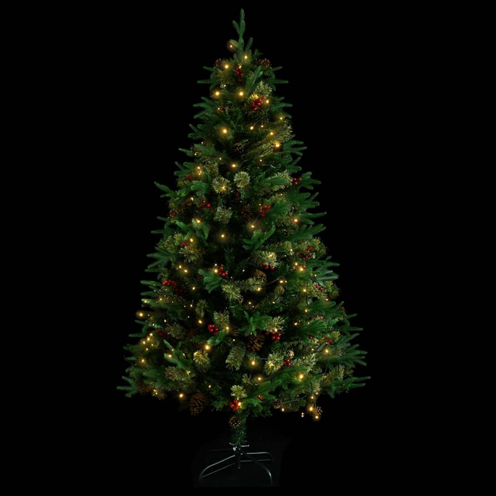 Kerstboom Met Led's En Dennenappels 195 Cm Pvc En Pe Groen