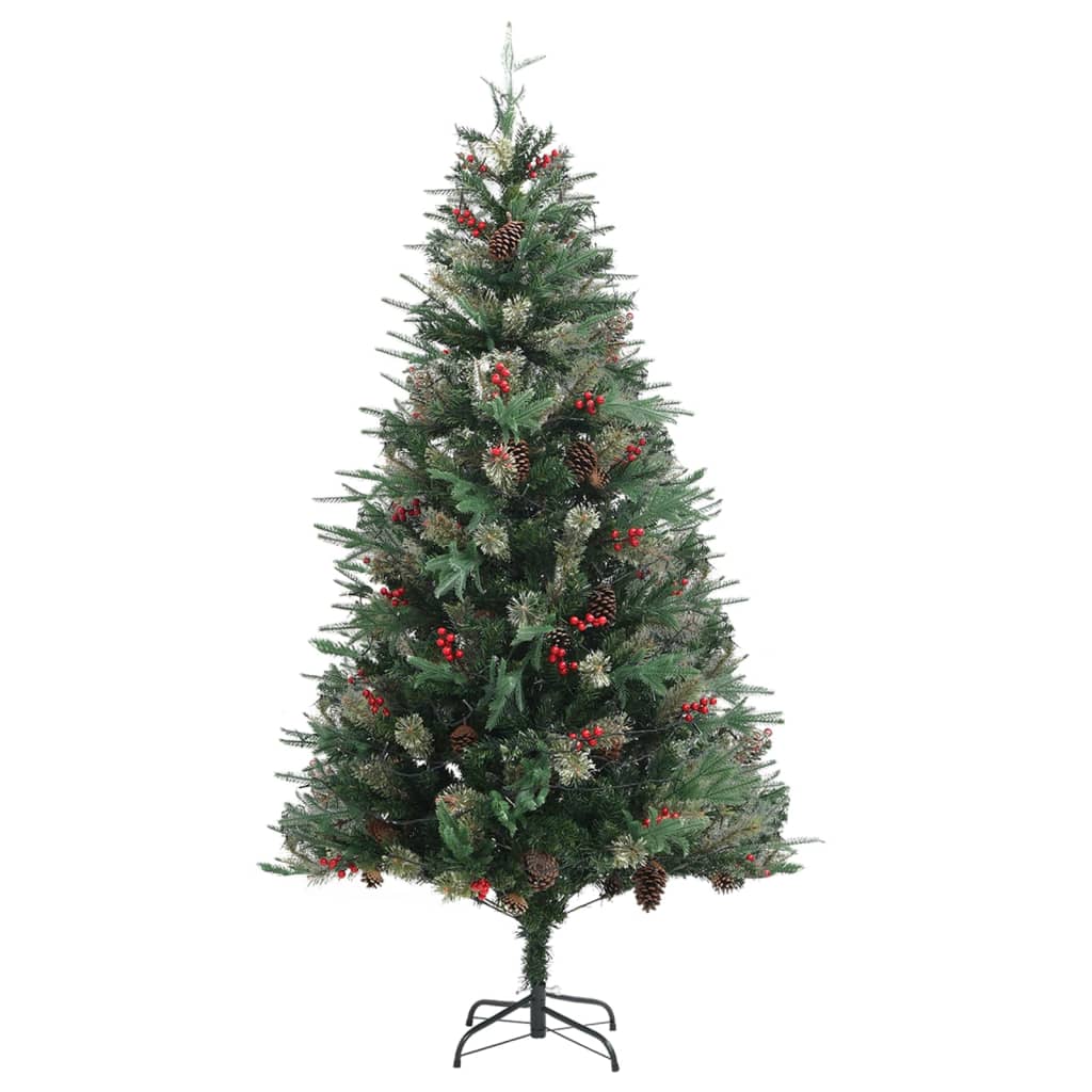Kerstboom Met Led's En Dennenappels 195 Cm Pvc En Pe Groen