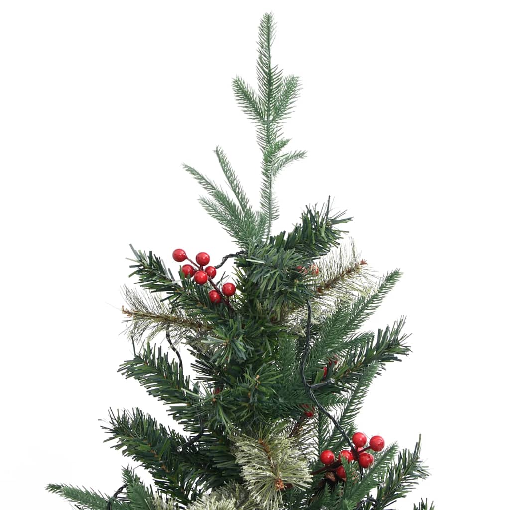 Kerstboom Met Led's En Dennenappels 195 Cm Pvc En Pe Groen