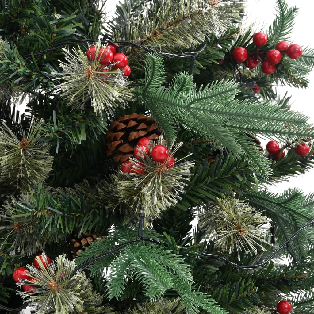 Kerstboom Met Led's En Dennenappels 195 Cm Pvc En Pe Groen