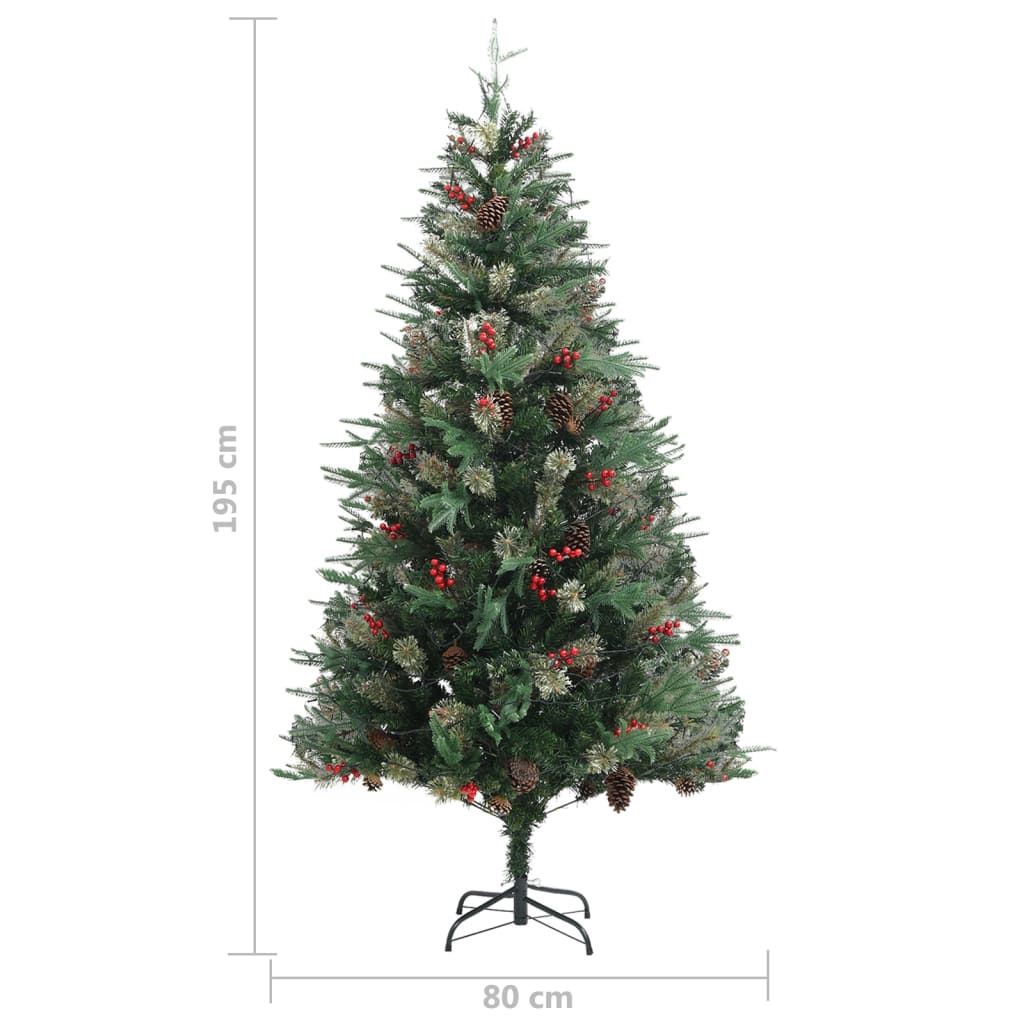 Kerstboom Met Led's En Dennenappels 195 Cm Pvc En Pe Groen