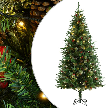 Kerstboom Met Led's En Dennenappels 225 Cm Pvc En Pe Groen