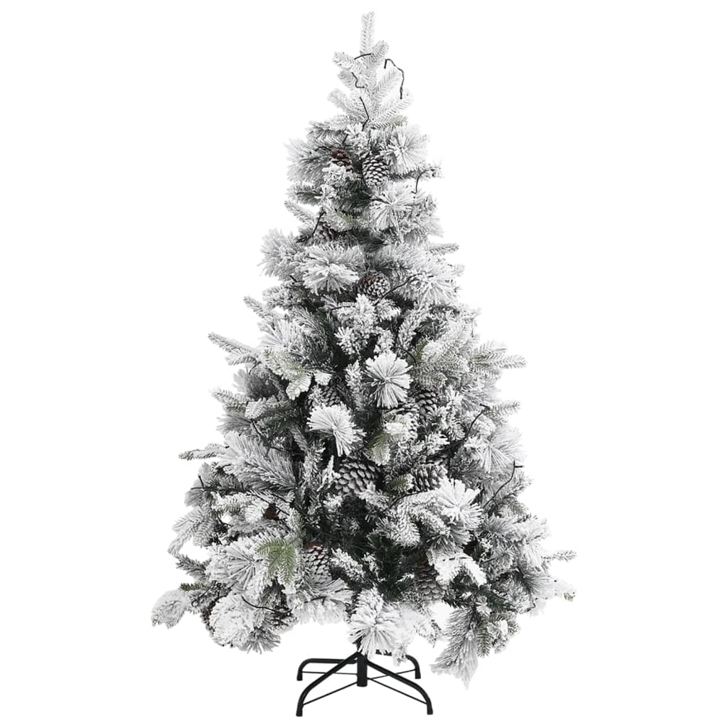 Kerstboom Met Led's, Dennenappels En Sneeuw 120 Cm Pvc En Pe