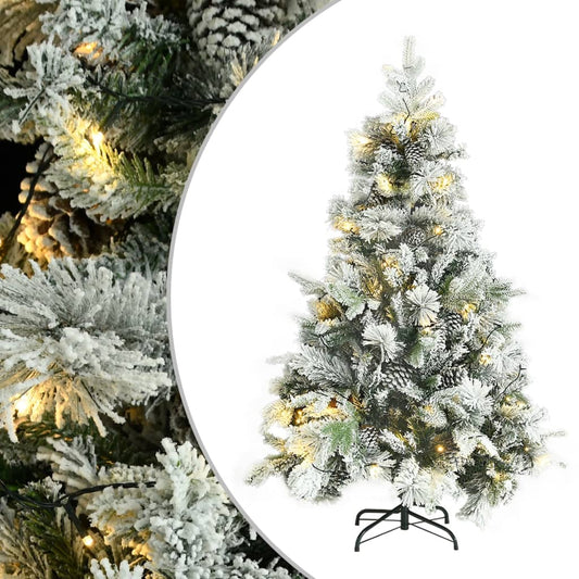 Kerstboom Met Led's, Dennenappels En Sneeuw 150 Cm Pvc En Pe