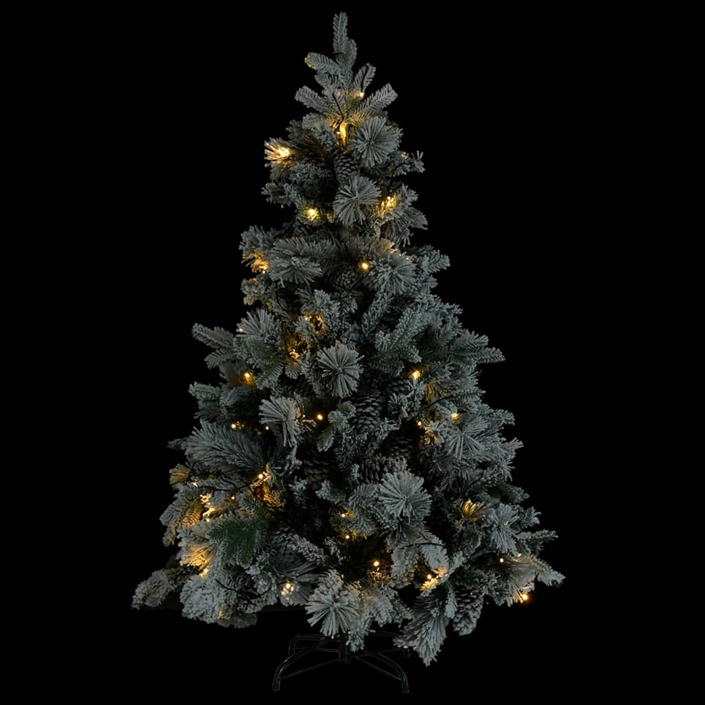 Kerstboom Met Led's, Dennenappels En Sneeuw 150 Cm Pvc En Pe