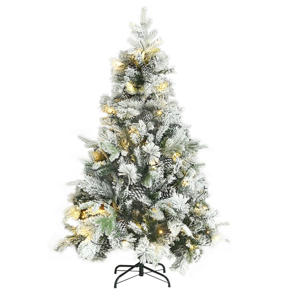 Kerstboom Met Led's, Dennenappels En Sneeuw 150 Cm Pvc En Pe