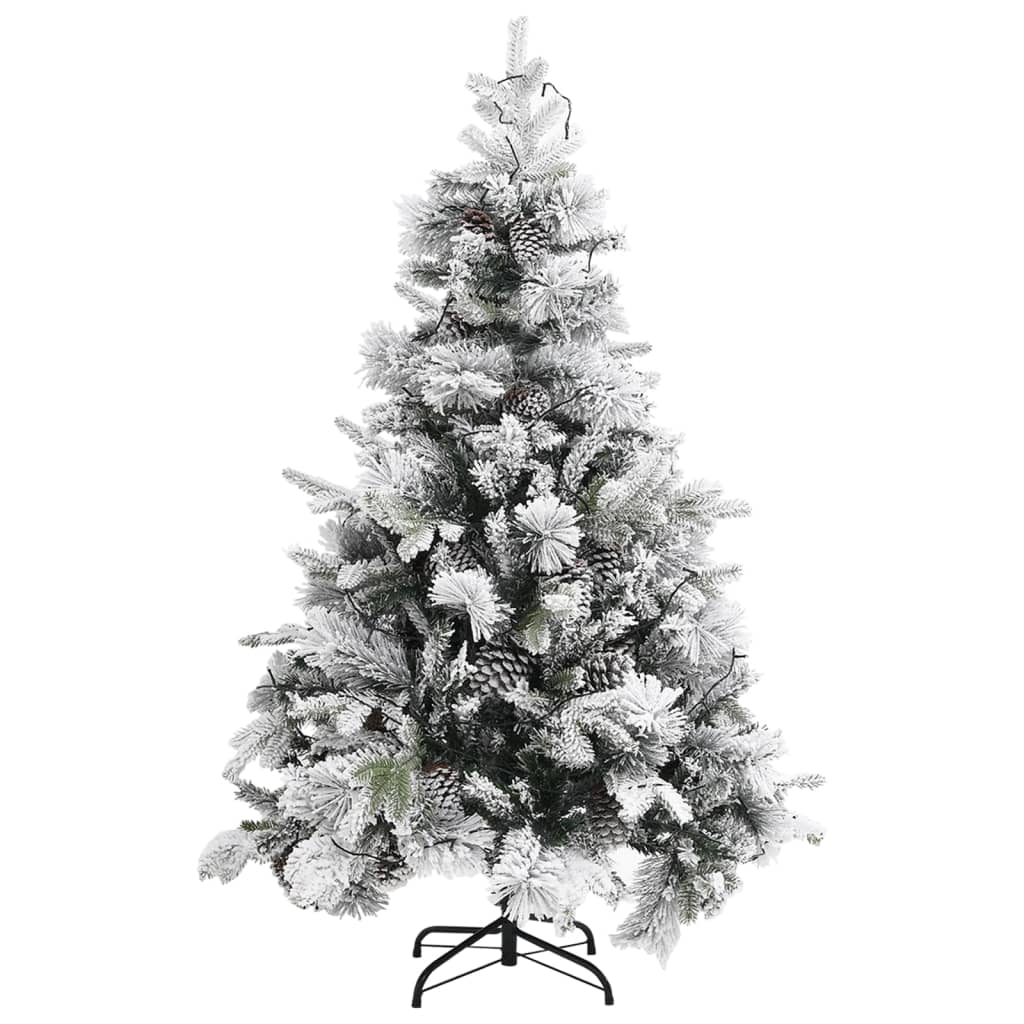 Kerstboom Met Led's, Dennenappels En Sneeuw 150 Cm Pvc En Pe