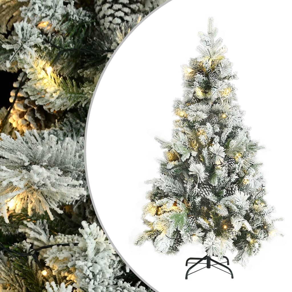 Kerstboom Met Led's, Dennenappels En Sneeuw 195 Cm Pvc En Pe