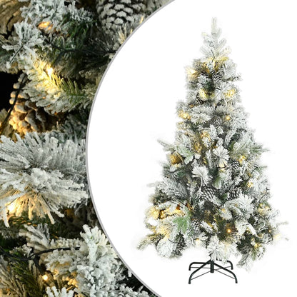 Kerstboom Met Led's, Dennenappels En Sneeuw 195 Cm Pvc En Pe