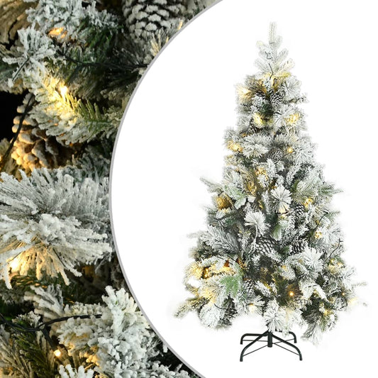 Kerstboom Met Led's, Dennenappels En Sneeuw 195 Cm Pvc En Pe