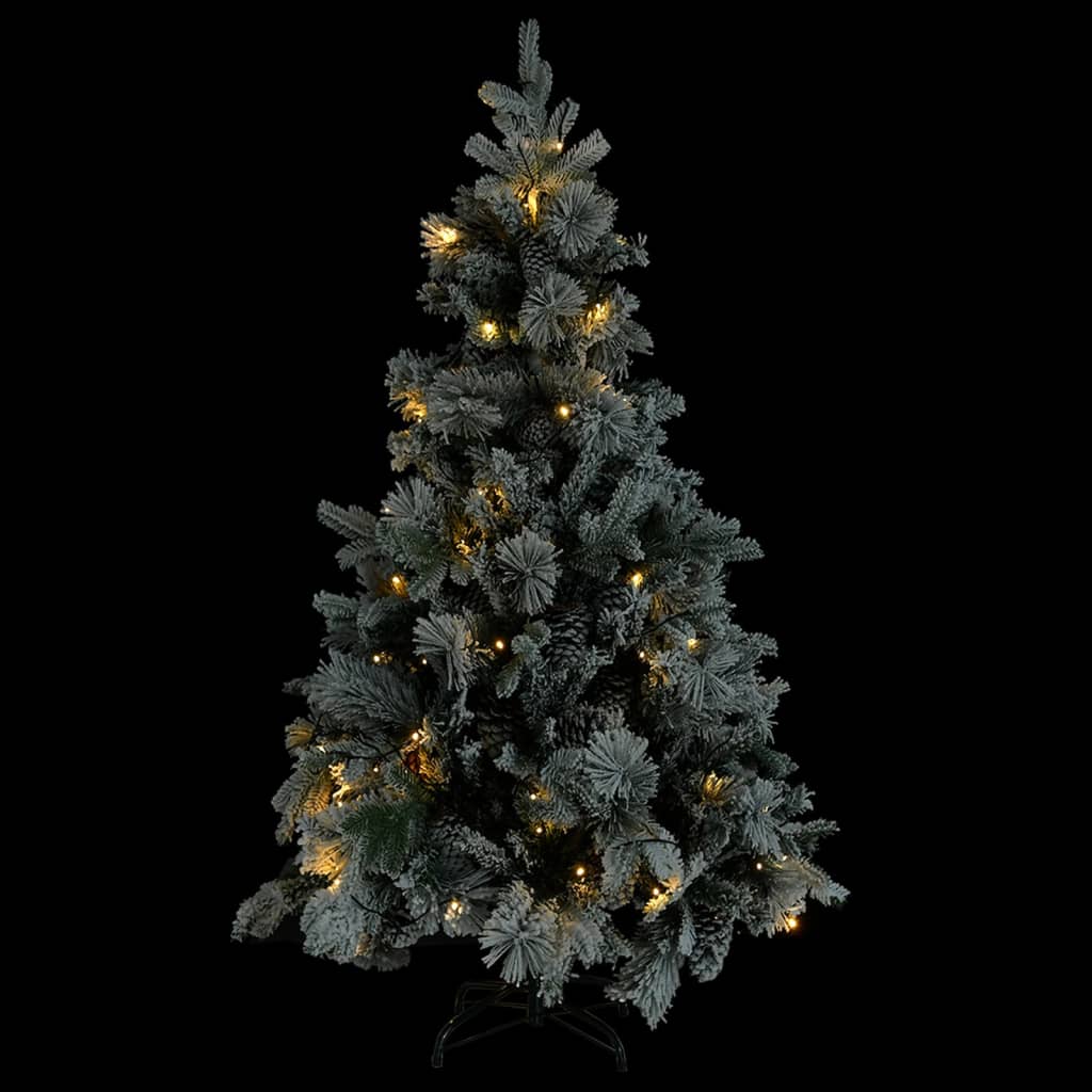 Kerstboom Met Led's, Dennenappels En Sneeuw 195 Cm Pvc En Pe