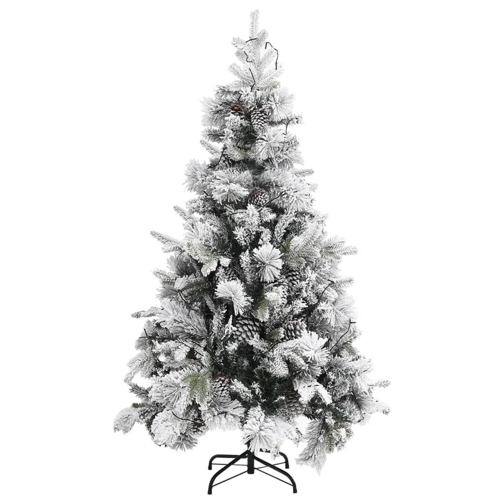 Kerstboom Met Led's, Dennenappels En Sneeuw 195 Cm Pvc En Pe