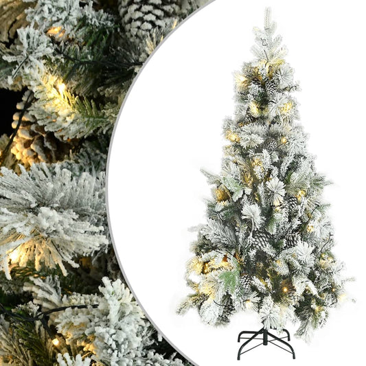 Kerstboom Met Led's, Dennenappels En Sneeuw 225 Cm Pvc En Pe