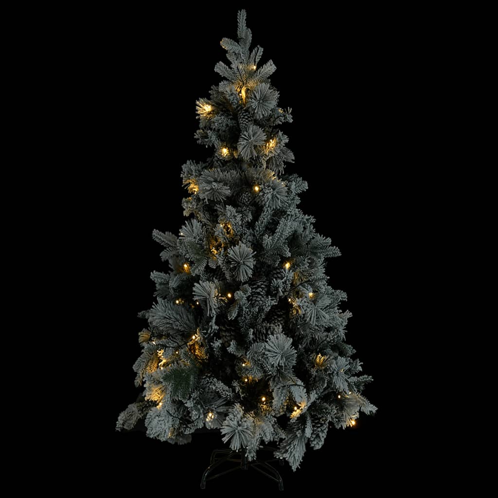 Kerstboom Met Led's, Dennenappels En Sneeuw 225 Cm Pvc En Pe