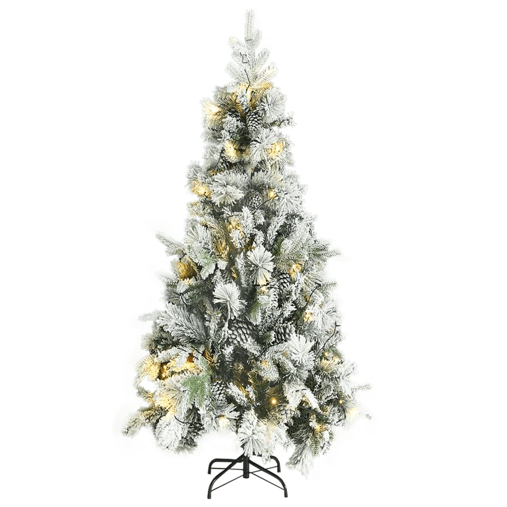 Kerstboom Met Led's, Dennenappels En Sneeuw 225 Cm Pvc En Pe