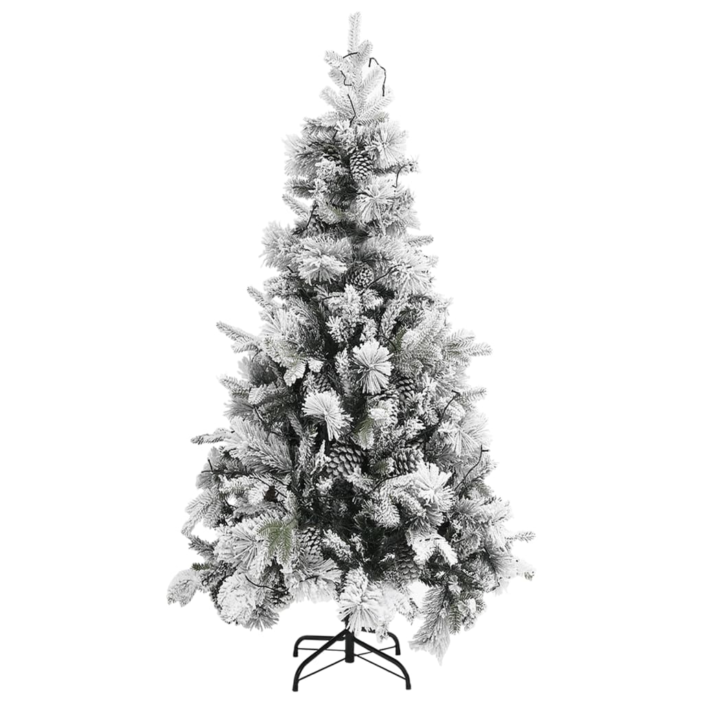Kerstboom Met Led's, Dennenappels En Sneeuw 225 Cm Pvc En Pe
