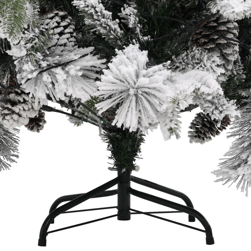 Kerstboom Met Led's, Dennenappels En Sneeuw 225 Cm Pvc En Pe
