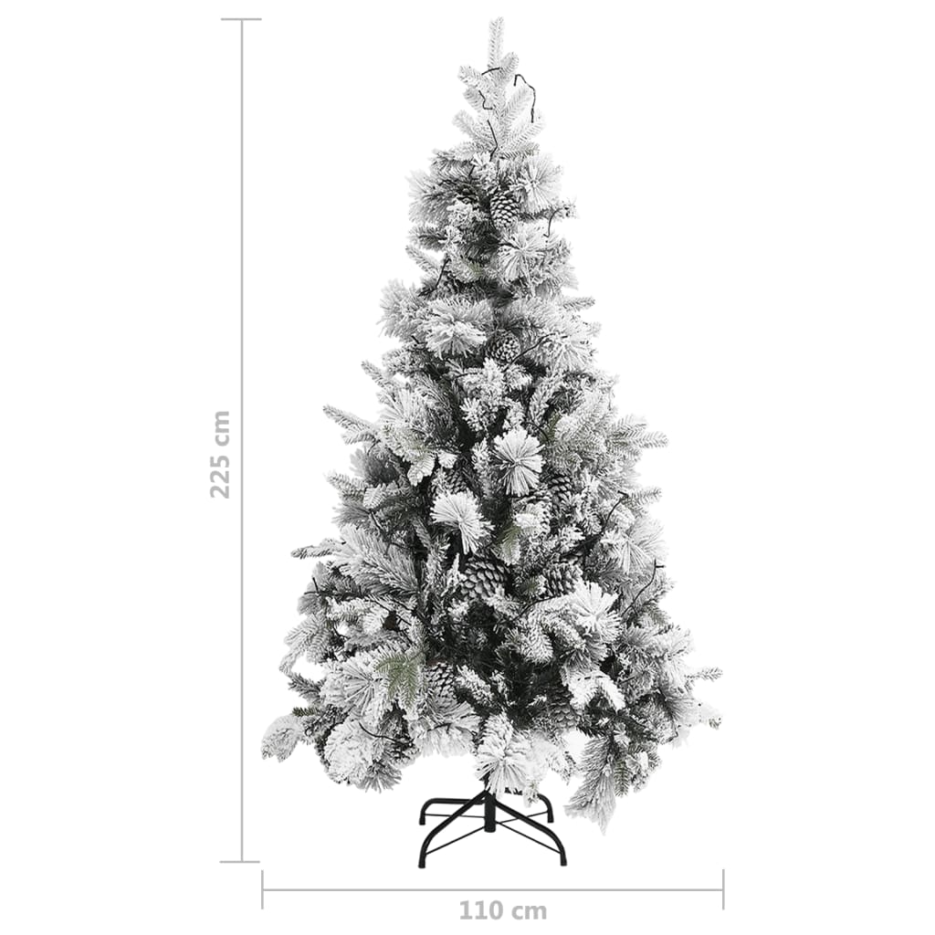 Kerstboom Met Led's, Dennenappels En Sneeuw 225 Cm Pvc En Pe