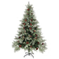 Kerstboom Met Led's En Dennenappels 150 Cm Pvc En Pe Groen Wit