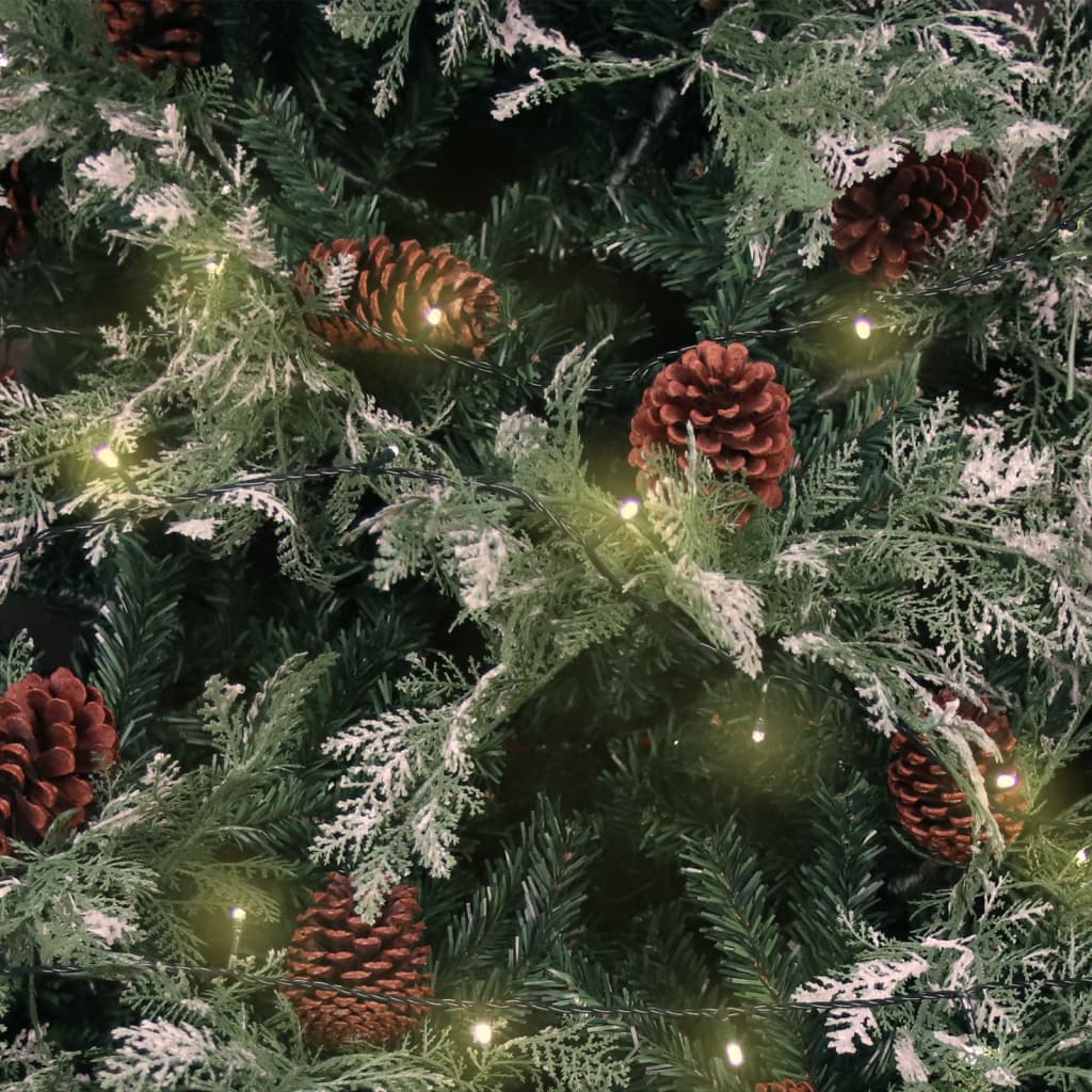Kerstboom Met Led's En Dennenappels 150 Cm Pvc En Pe Groen Wit