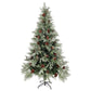 Kerstboom Met Led's En Dennenappels 195 Cm Pvc En Pe Groen Wit