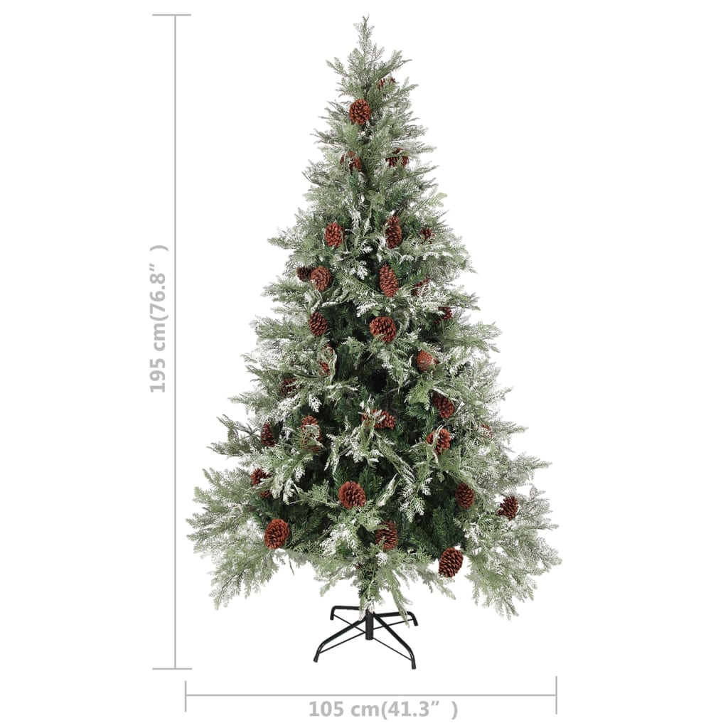 Kerstboom Met Led's En Dennenappels 195 Cm Pvc En Pe Groen Wit