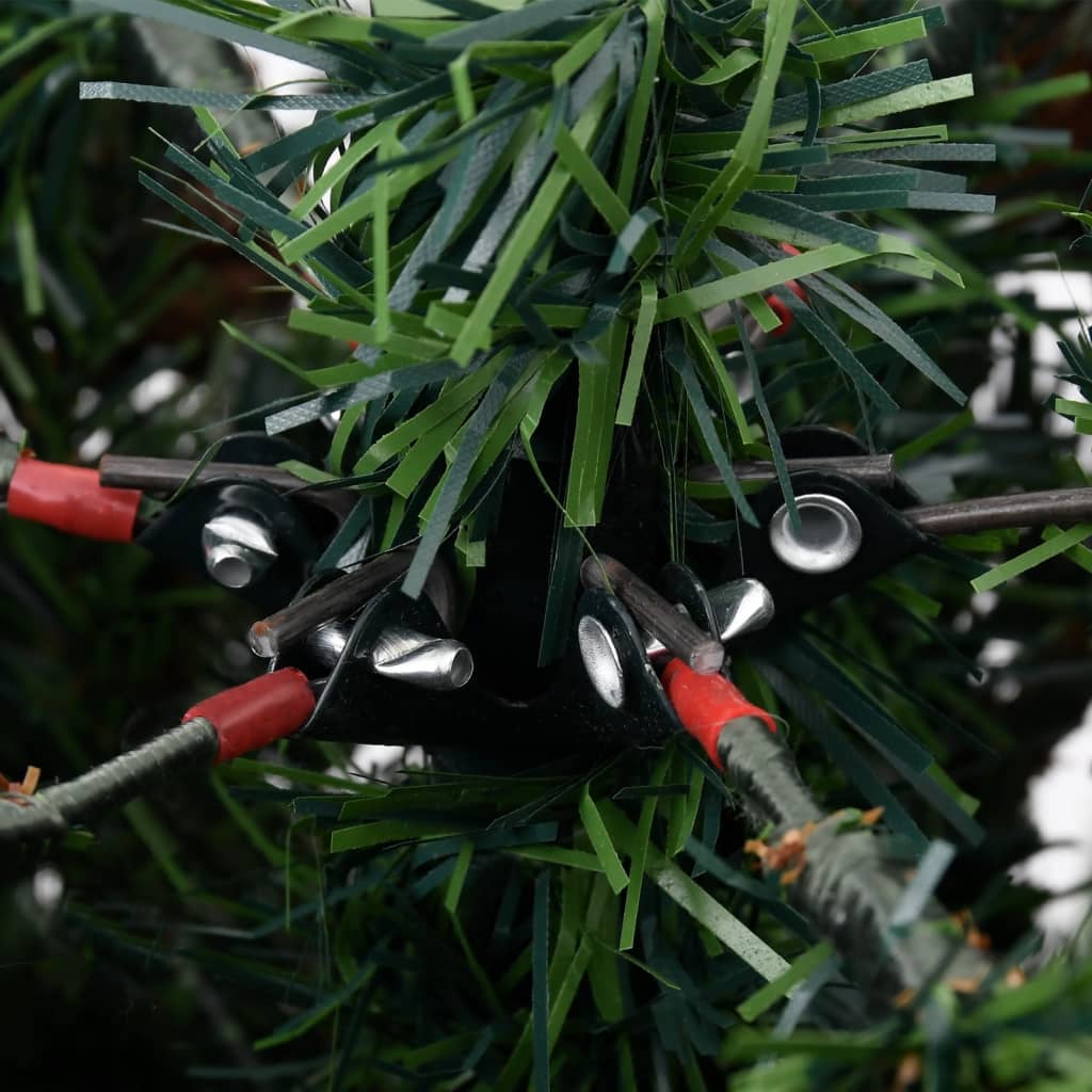 Kerstboom Met Led's En Dennenappels 225 Cm Pvc En Pe Groen Wit