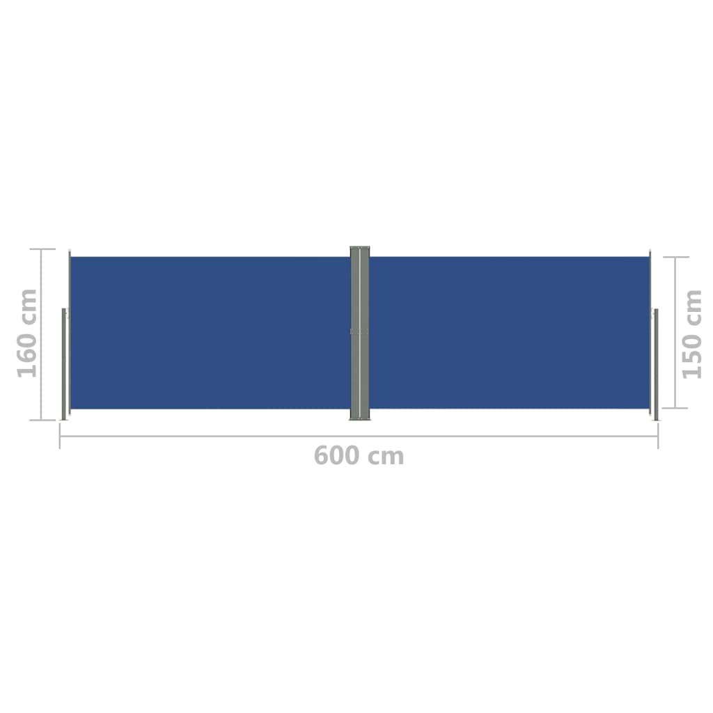 Windscherm Uittrekbaar 160X600 Cm Blauw