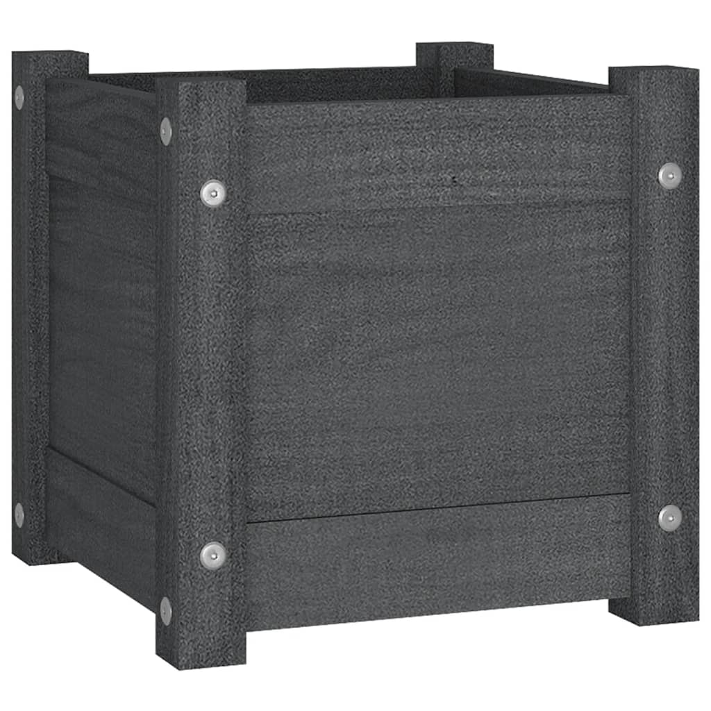 Plantenbakken 2 St 31X31X31 Cm Massief Grenenhout Grijs