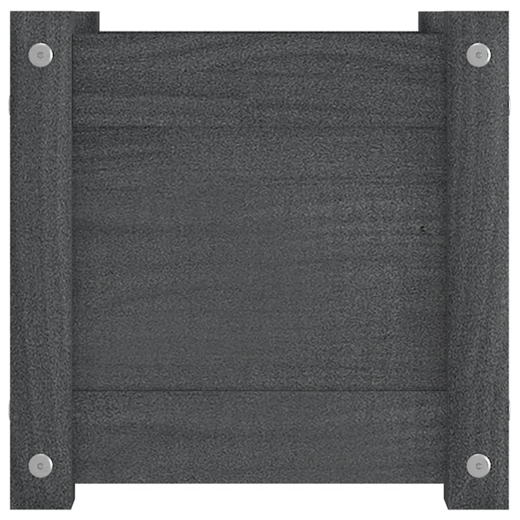 Plantenbakken 2 St 31X31X31 Cm Massief Grenenhout Grijs