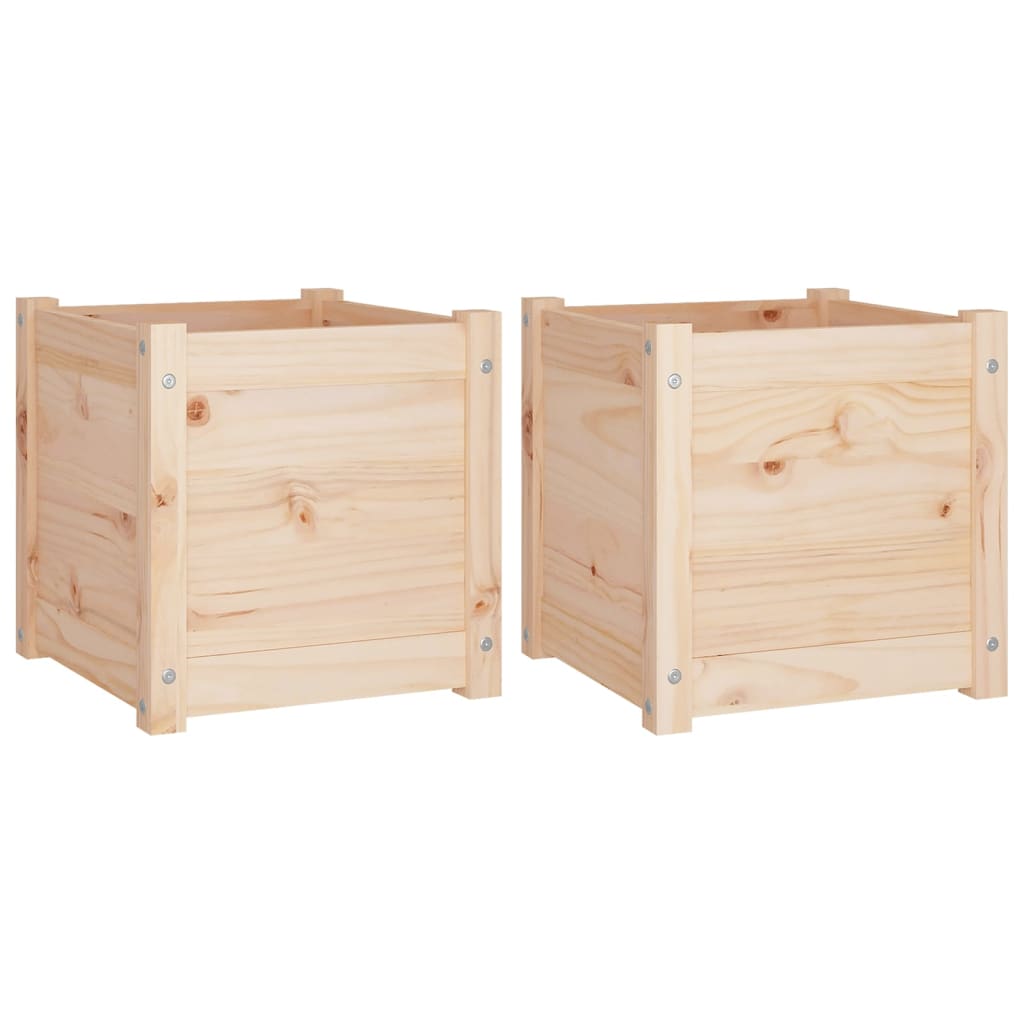 Plantenbakken 2 St 40X40X40 Cm Massief Grenenhout