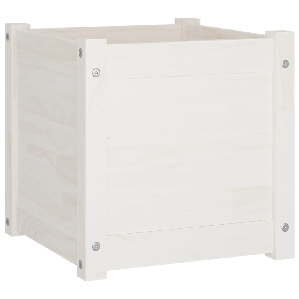 Plantenbakken 2 St 40X40X40 Cm Massief Grenenhout Wit