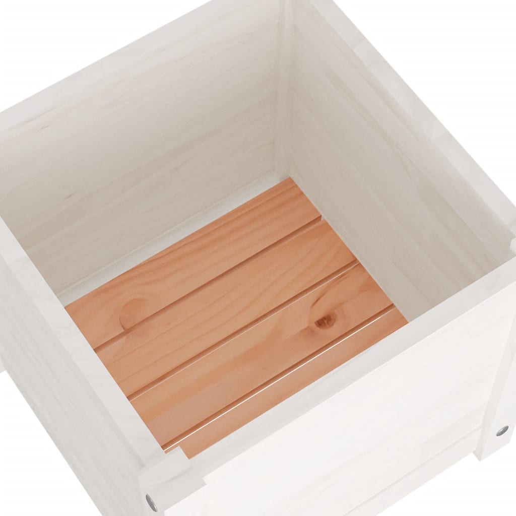 Plantenbakken 2 St 40X40X40 Cm Massief Grenenhout Wit