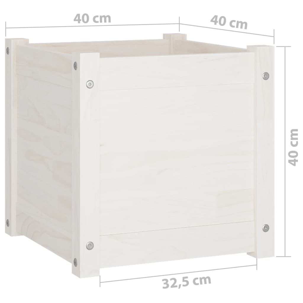 Plantenbakken 2 St 40X40X40 Cm Massief Grenenhout Wit