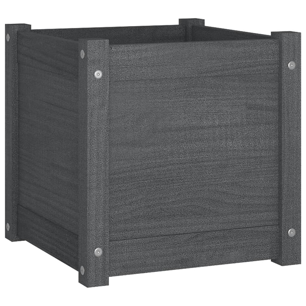 Plantenbak 40X40X40 Cm Massief Grenenhout Grijs