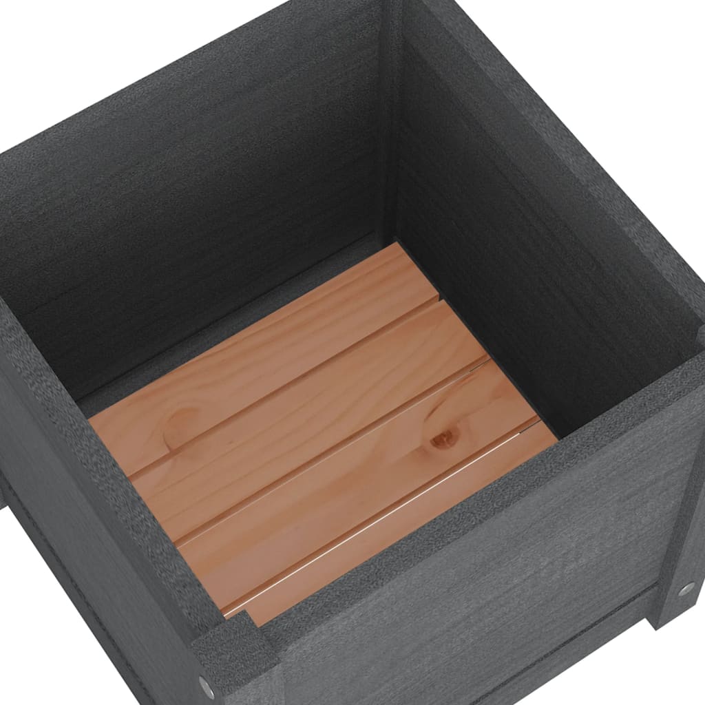 Plantenbak 40X40X40 Cm Massief Grenenhout Grijs