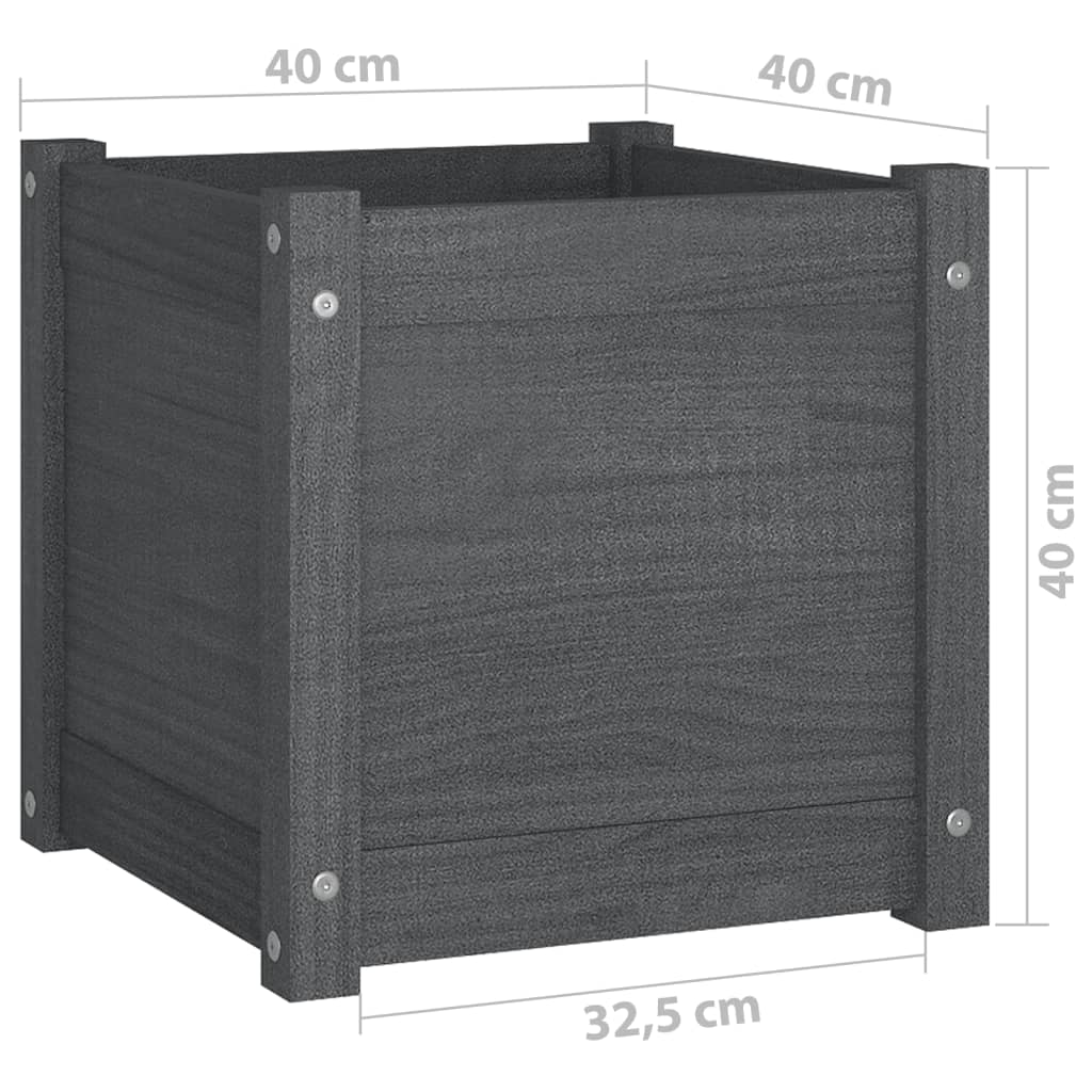 Plantenbak 40X40X40 Cm Massief Grenenhout Grijs