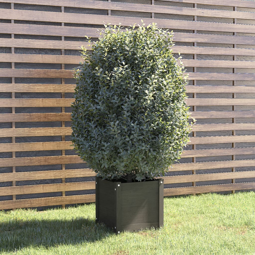 Plantenbak 40X40X40 Cm Massief Grenenhout Grijs