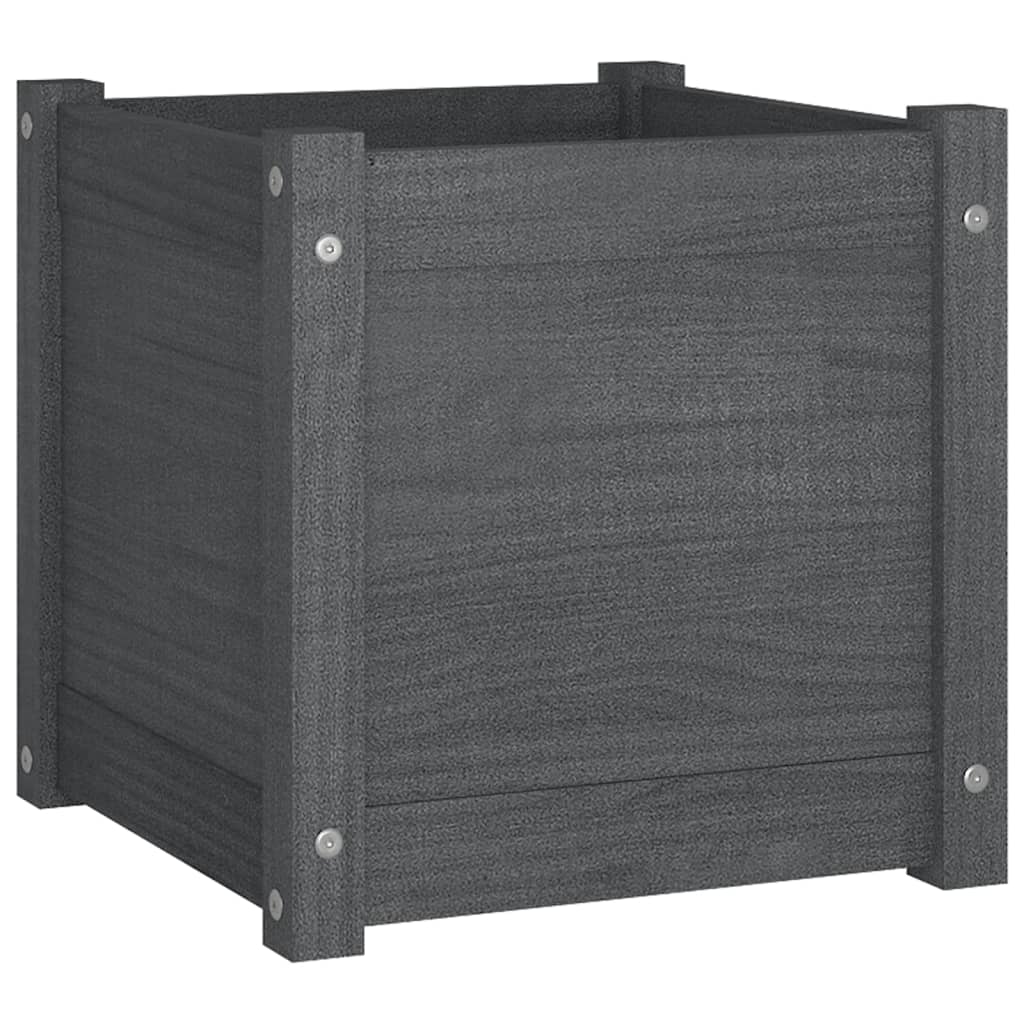 Plantenbakken 2 St 40X40X40 Cm Massief Grenenhout Grijs