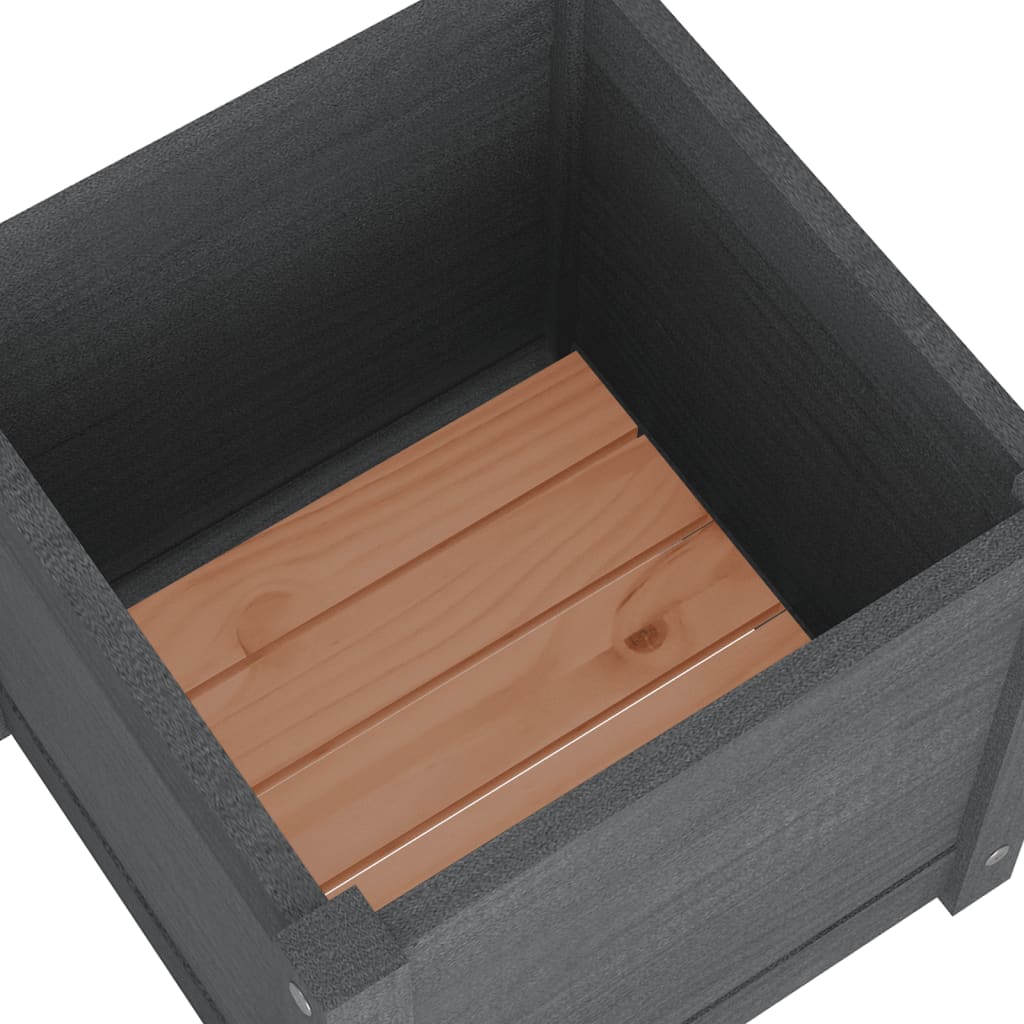 Plantenbakken 2 St 40X40X40 Cm Massief Grenenhout Grijs