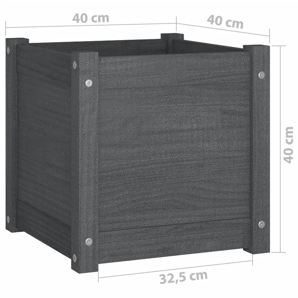 Plantenbakken 2 St 40X40X40 Cm Massief Grenenhout Grijs
