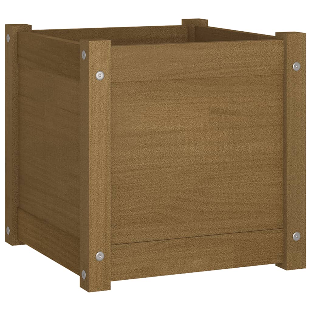 Plantenbak 40X40X40 Cm Massief Grenenhout Honingbruin