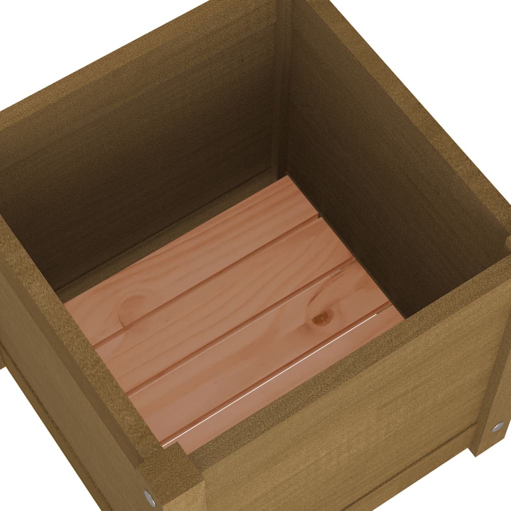 Plantenbak 40X40X40 Cm Massief Grenenhout Honingbruin