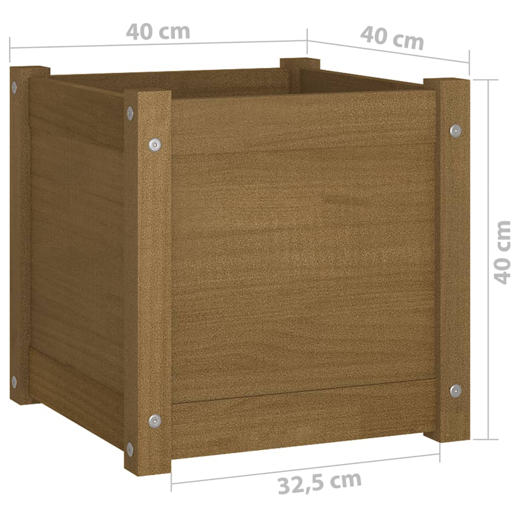 Plantenbak 40X40X40 Cm Massief Grenenhout Honingbruin