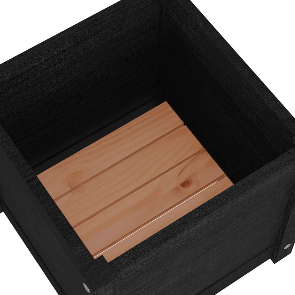 Plantenbak 40X40X40 Cm Massief Grenenhout Zwart